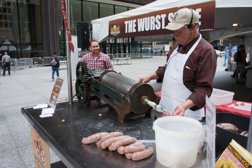 Sausage-making demo by Chicago butcher Otto Gepperth
