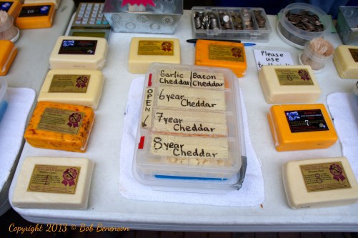 It wouldn’t be a Wisconsin farmers market without cheese, such as these varieties from Hook’s Cheese Co. of Mineral Point, Wis.