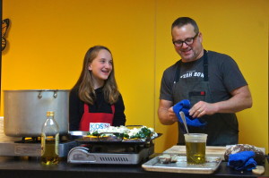 Chicago chef Paul Kahan and White House children's cooking contest winner Tess Boghossian