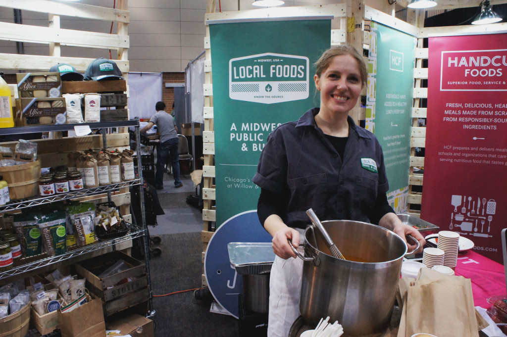 Abra Berens, a rising star chef on the Chicago scene, prepared a delicious tomato soup at the Local Foods exhibit at the Good Food Festival. Berens, the executive chef for Stock Cafe at the Local Foods store in Chicago, appeared on a panel about Good Food chef activism, moderated by the James Beard Foundation, at the March 25 Good Food Trade Show & Industry Conference. 