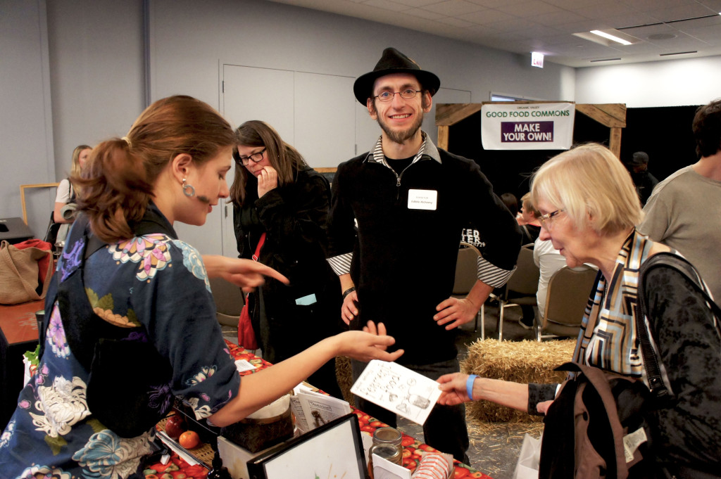 Dietrich McGaffey (center), seen at Organic Valley Good Food Commons, is co-founder of Chicago's Edible Alchemy Food Co-op and a regular participation in the Good Food Festival.